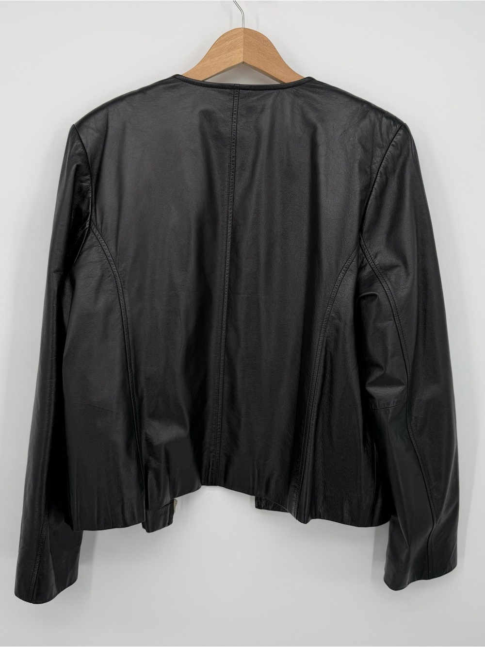 Apostrophe *Fair* Black Genuine Leather Jacket Classic Size 16 Y2k Style - Picture 10 of 15